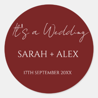 Adesivo Redondo Minimalista Maroon Wedktail Napkins