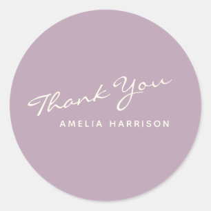 Adesivo Redondo Minimalista Moderno Caligrafia Lilac - Obrigado