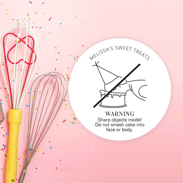 Adesivo Redondo Minimalista Não Esmague A Face No Aviso De Bolo (Criador carregado)