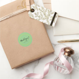 Adesivo Redondo Minimalista Personalizado - Escreva Sage Green