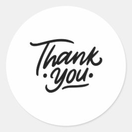 Adesivo Redondo Minimalista Preto e Branco Obrigado, Sticker