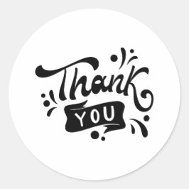 Adesivo Redondo Minimalista Preto e Branco Obrigado, Sticker