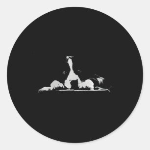 Adesivo Redondo Minimalística de Collie Stare Branco