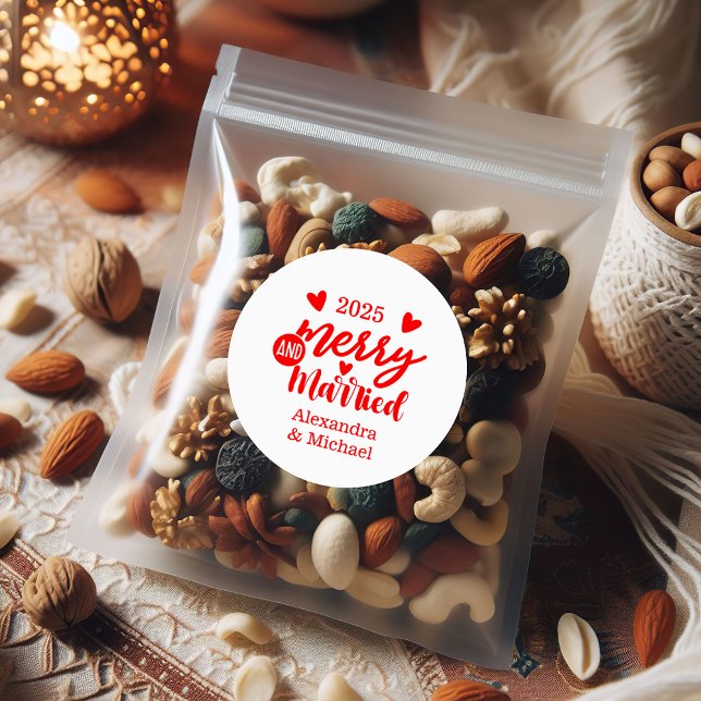 Adesivo Redondo Minimialist Merry and Married  (Criador carregado)