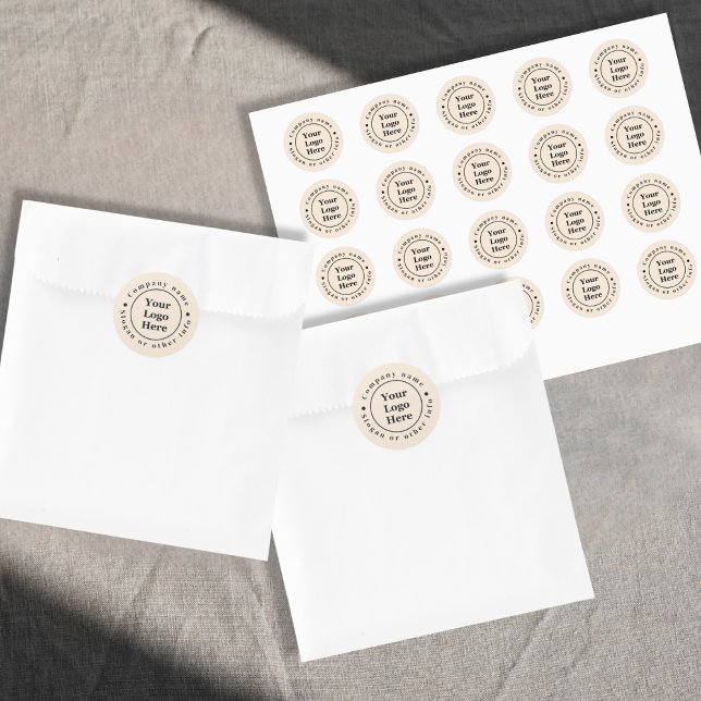 Adesivo Redondo Mínimo bege simples (Criador carregado)