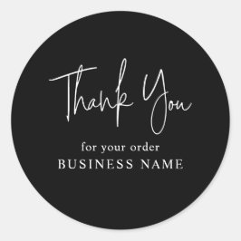 Adesivo Redondo Mínimo Black White Business Agradeço o pacote