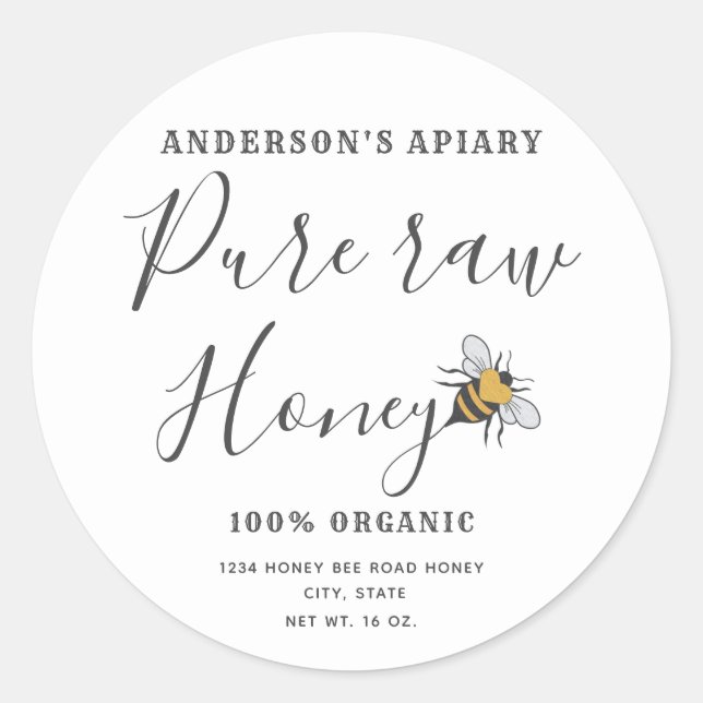 Adesivo Redondo Mínimo Clas de mel de coração moderno (Frente)