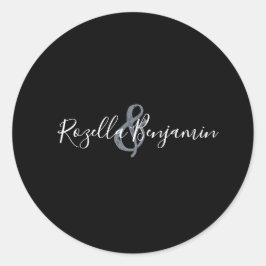 Adesivo Redondo Mínimo clássico clássico de casamento do guião mod