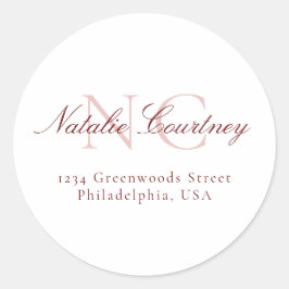 Adesivo Redondo Mínimo Clássico Maroon Dois Monograma