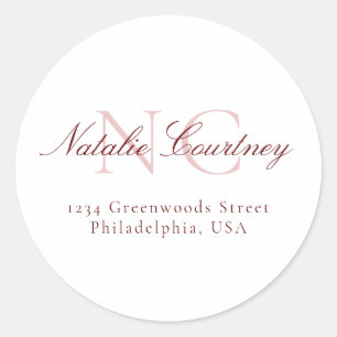 Adesivo Redondo Mínimo Clássico Maroon Dois Monograma