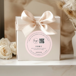 Adesivo Redondo Mínimo - Cor-de-rosa-pincelada personalizado Obrig