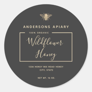 Adesivo Redondo Mínimo de amêndoa de mel de ouro moderno