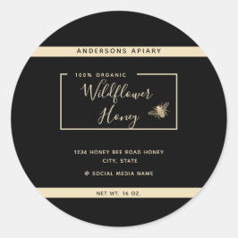 Adesivo Redondo Mínimo de amêndoa de mel de ouro moderno