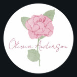 Adesivo Redondo Mínimo de Aquarela de Rosa de Nome Personalizado<br><div class="desc">Vinheta Mínima de Aquarela de Flor de Rosa de Nome Personalizado Bonita e simples design para presente de damas de honra.</div>