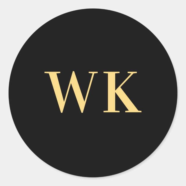 Adesivo Redondo Mínimo de Iniciais Modernos de Monograma Preto Dou (Frente)