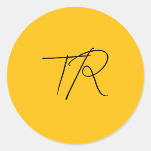 Adesivo Redondo Mínimo de iniciais personalizadas de tipografia si