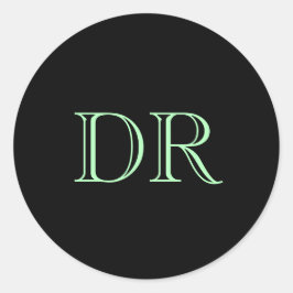 Adesivo Redondo Mínimo de iniciais personalizadas verdes pretas