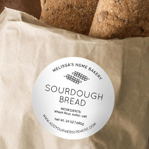 Adesivo Redondo Mínimo de Sourdough Bakery Bread Moderno