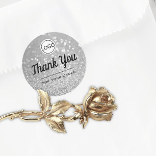 Adesivo Redondo Mínimo Elegante De Silver De Luxo Obrigado