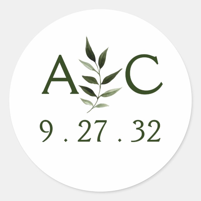Adesivo Redondo Mínimo Elegante Deixa Frame Verde Iniciais (Frente)