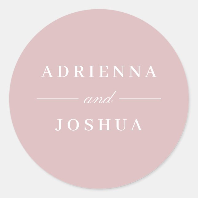 Adesivo Redondo Mínimo Elegante Monograma Dusty Rosa (Frente)