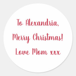 Adesivo Redondo Mínimo Feliz Natal da Mãe Vermelha e Branca