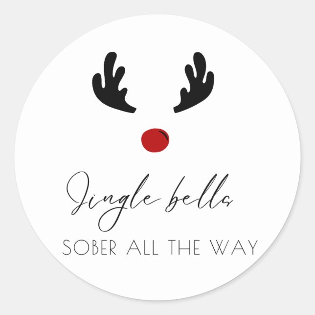 Adesivo Redondo Mínimo Jingle Bells Sober Até O Natal (Frente)