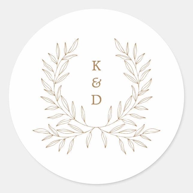 Adesivo Redondo Mínimo Laurel Formal Wedding Convite K310 Clas (Frente)