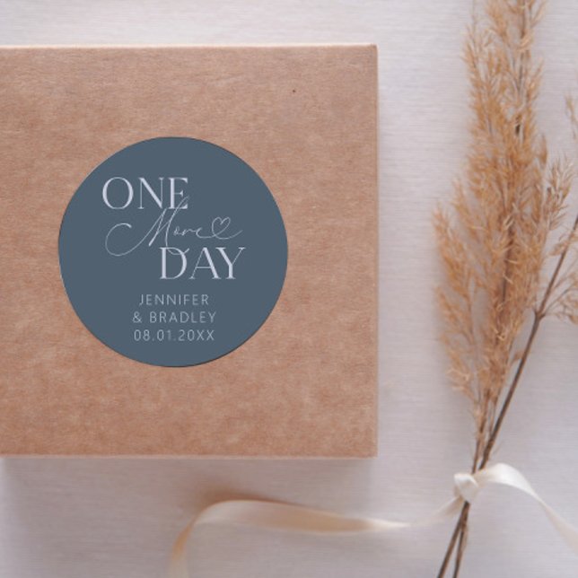 Adesivo Redondo Mínimo Mais Um Dia De Estoque De Aço Azul (Criador carregado)