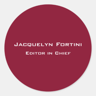 Adesivo Redondo Mínimo Moderno Elegante da Planície Vermelha Burgu