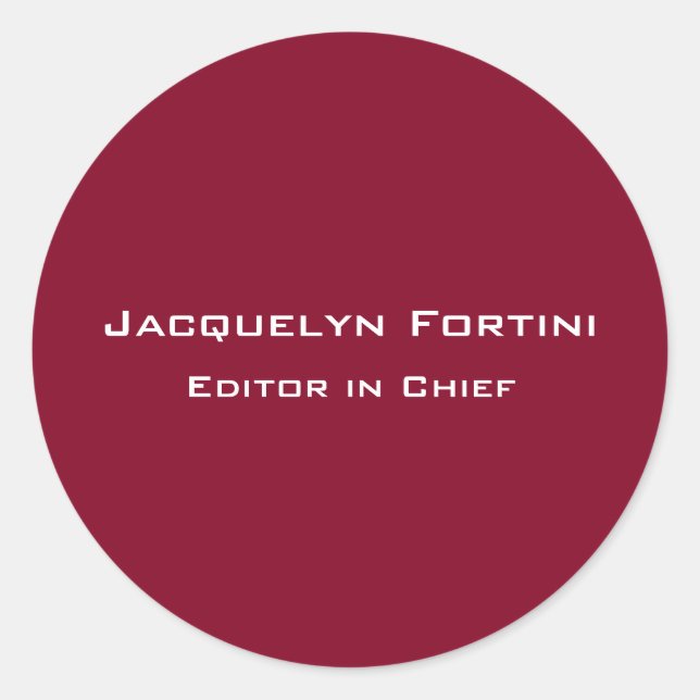 Adesivo Redondo Mínimo Moderno Elegante da Planície Vermelha Burgu (Frente)