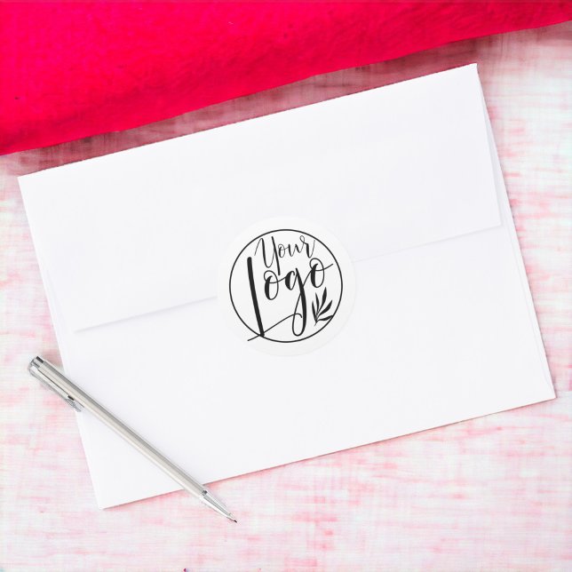 Adesivo Redondo Mínimo moderno Logotipo preto branco (Modern minimalist Logo branding black white Classic Round Sticker)