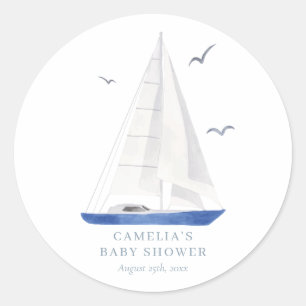 Adesivo Redondo Mínimo Náutico Chá de fraldas Ahoy Boy
