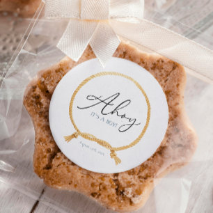 Adesivo Redondo Mínimo Náutico Nave Ahoy É um Menino