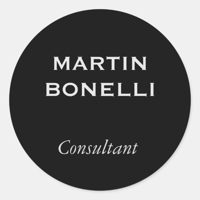 Adesivo Redondo Mínimo Negra Moderna Plana (Frente)