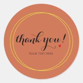 Adesivo Redondo Mínimo Personalizado - Obrigado - Script Terracott