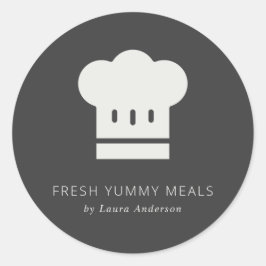 Adesivo Redondo Mínimo Rustic Black and White Chef Catering