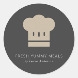 Adesivo Redondo Mínimo Rustic Black Kraft Chef Catering