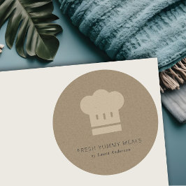 Adesivo Redondo Mínimo Rustic Black Kraft Chef Catering
