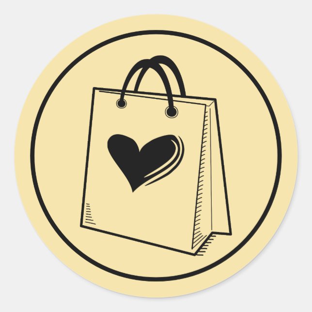 Adesivo Redondo Mínimo - Saco de compras preto (Frente)