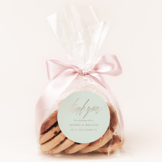 Adesivo Redondo Mínimo Sage Green & Faux Dourado Weding Favor (Criador carregado)