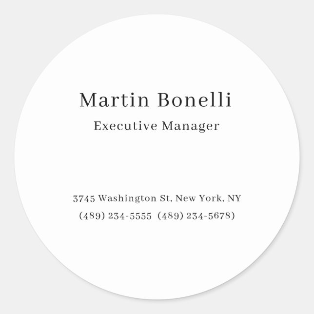 Adesivo Redondo Mínimo Simples de Tendência Preta e Branca (Frente)