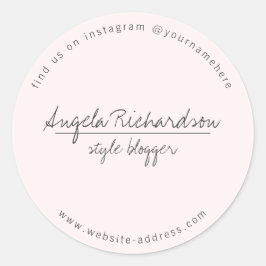 Adesivo Redondo Mínimo - Único rosa manuscrito