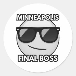 Adesivo Redondo Minneapolis Final Boss Cool Emoji Sticker