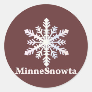 Adesivo Redondo MinneSnowta com Floco de Neve