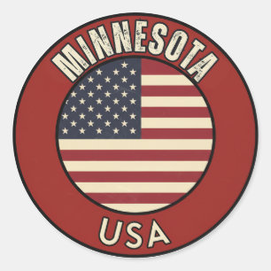 Adesivo Redondo Minnesota Estados Unidos da América