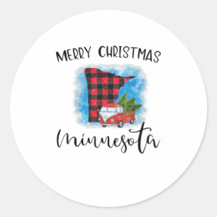 Adesivo Redondo Minnesota Merry Christmas Truck Shirt Bu
