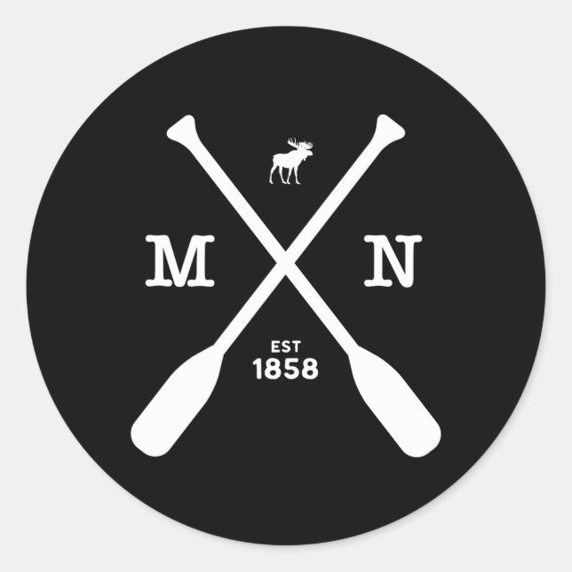 Adesivo Redondo Minnesota Moose and Paddles 1858 Midwest (Frente)