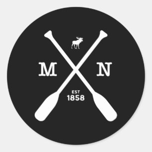 Adesivo Redondo Minnesota Moose and Paddles 1858 Midwest