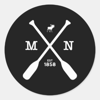 Adesivo Redondo Minnesota Moose and Paddles 1858 Midwest